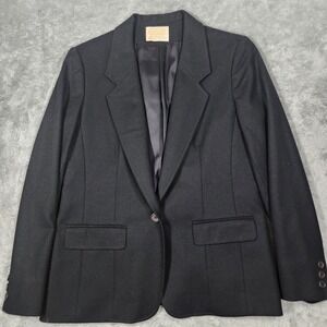 Pendleton Blazer Womens 12 Black Wool Single Button Classic Suit Jacket Made USA